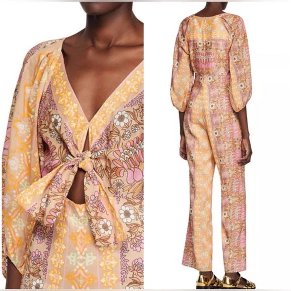 Sandro NWT Dieppe Printed Wide Leg Jumpsuit Size 10 - Picture 1 of 16